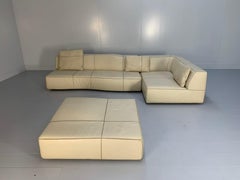 B&B Italia "Bend" L-Shape Sofa & Ottoman - In Ivory "Gamma" Leather