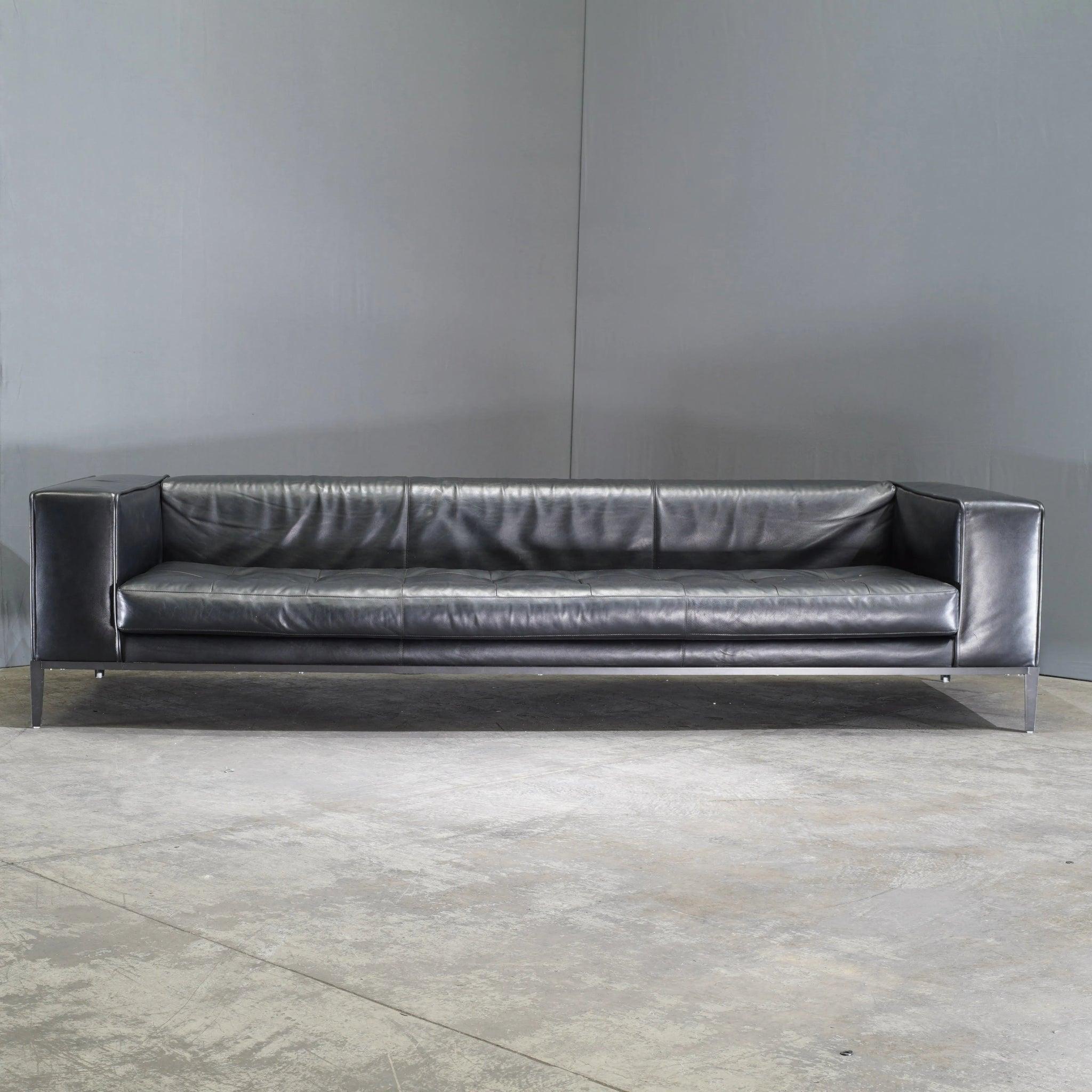 B&B Italia Sofá Simplex Simplice de cuero negro Cuero