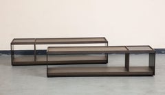 B&B Italia Brushed Black Oak and Bronzed Steel 'Surface' Coffee Table