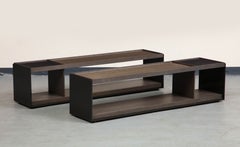 B&B Italia Brushed Black Oak and Bronzed Steel 'Surface' Coffee Table 