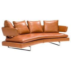 B&B Italia by Antonio Citterio Brown Leather A252C Arne Four Seater Sofa