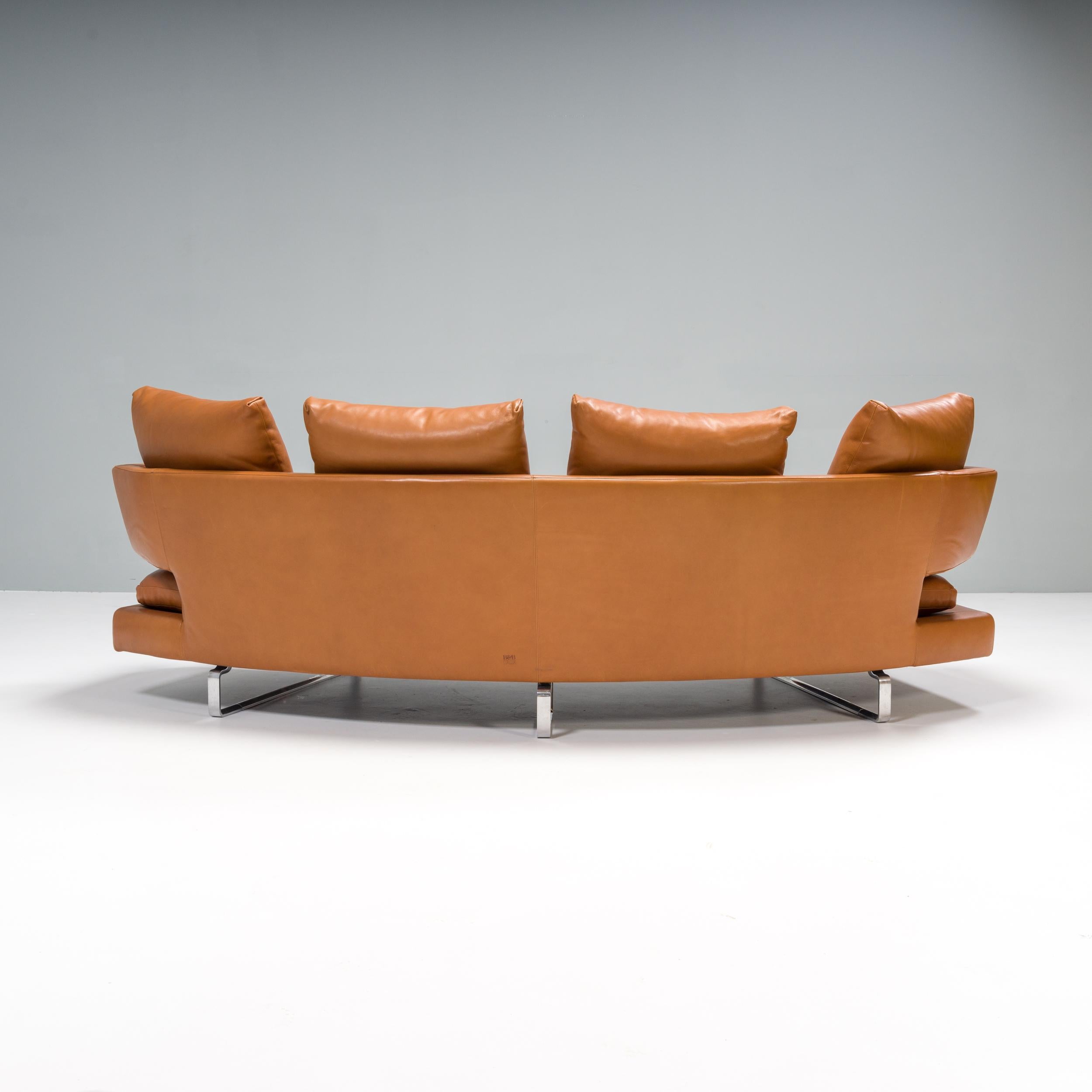 Italian B&B Italia by Antonio Citterio Brown Leather A252C Arne Four Seater Sofa