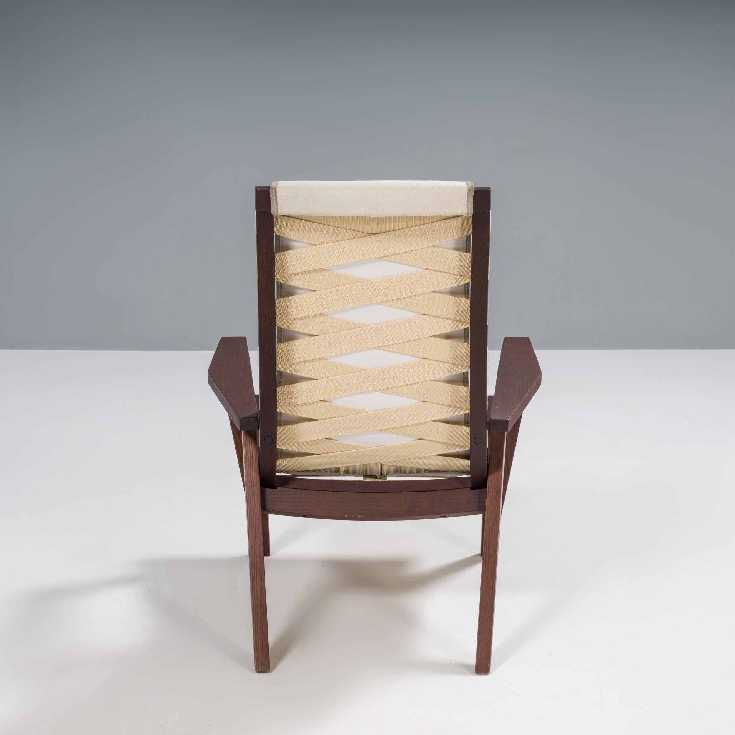 B&B Italia by Antonio Citterio Cream Pony Hair Leather J.J. Armchair In Good Condition For Sale In London, GB