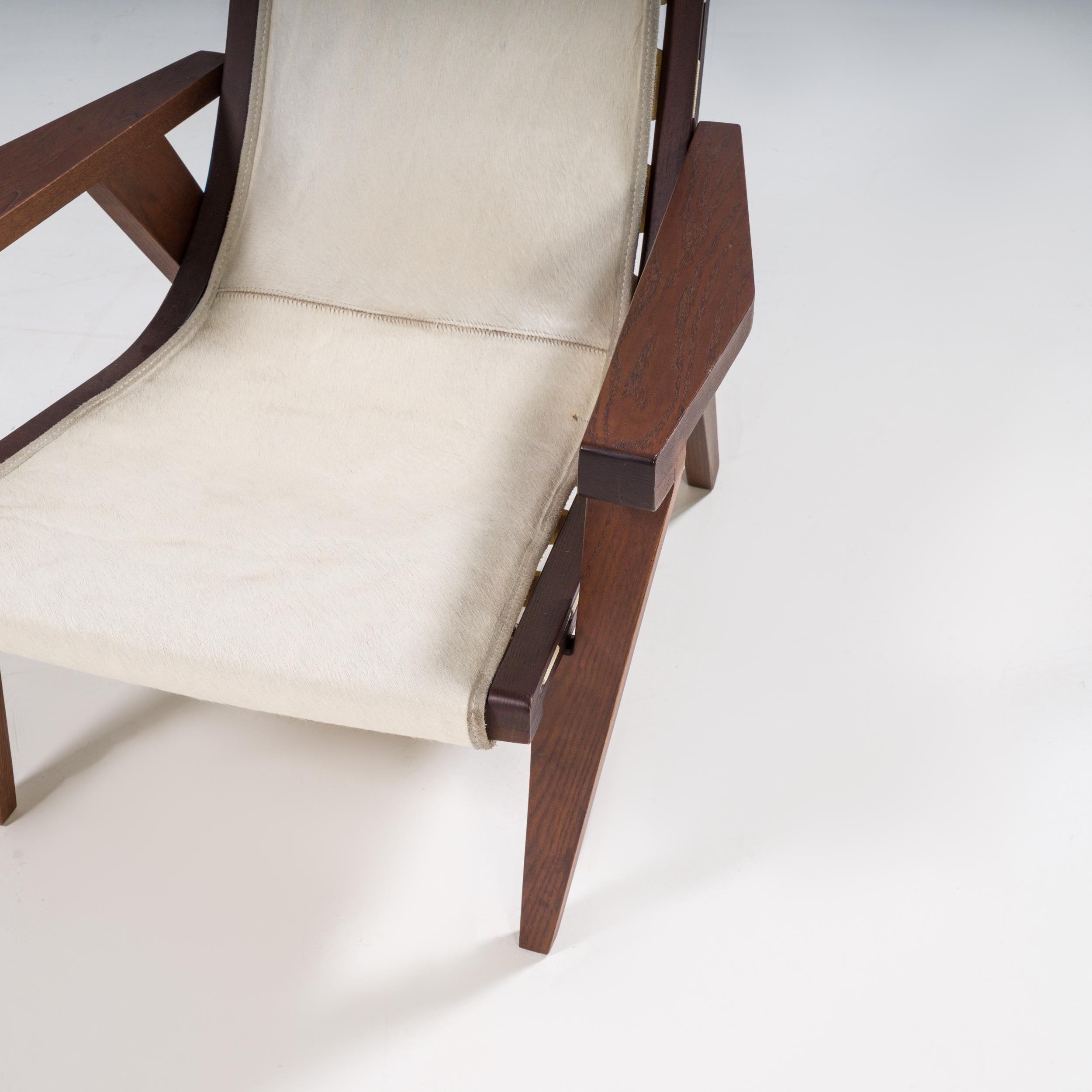 Italian B&B Italia by Antonio Citterio Cream Pony Hair Leather J.J. Armchair For Sale