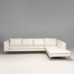 B&B Italia by Antonio Citterio Elfenbeinfarbenes Leder Charles Ecksofa