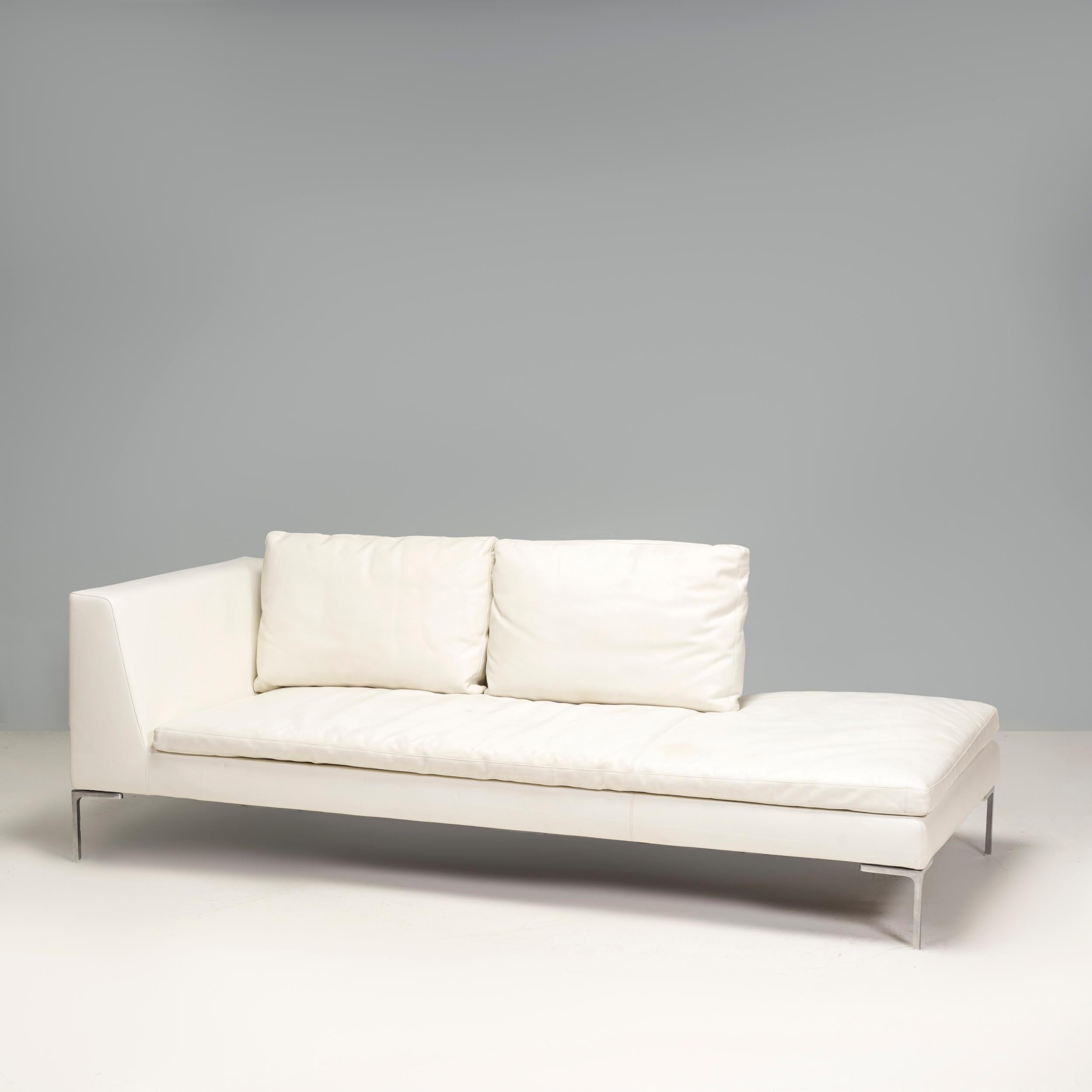  B&B Italia by Antonio Citterio Ivory Cream Leather Charles Corner Sofa For Sale 1