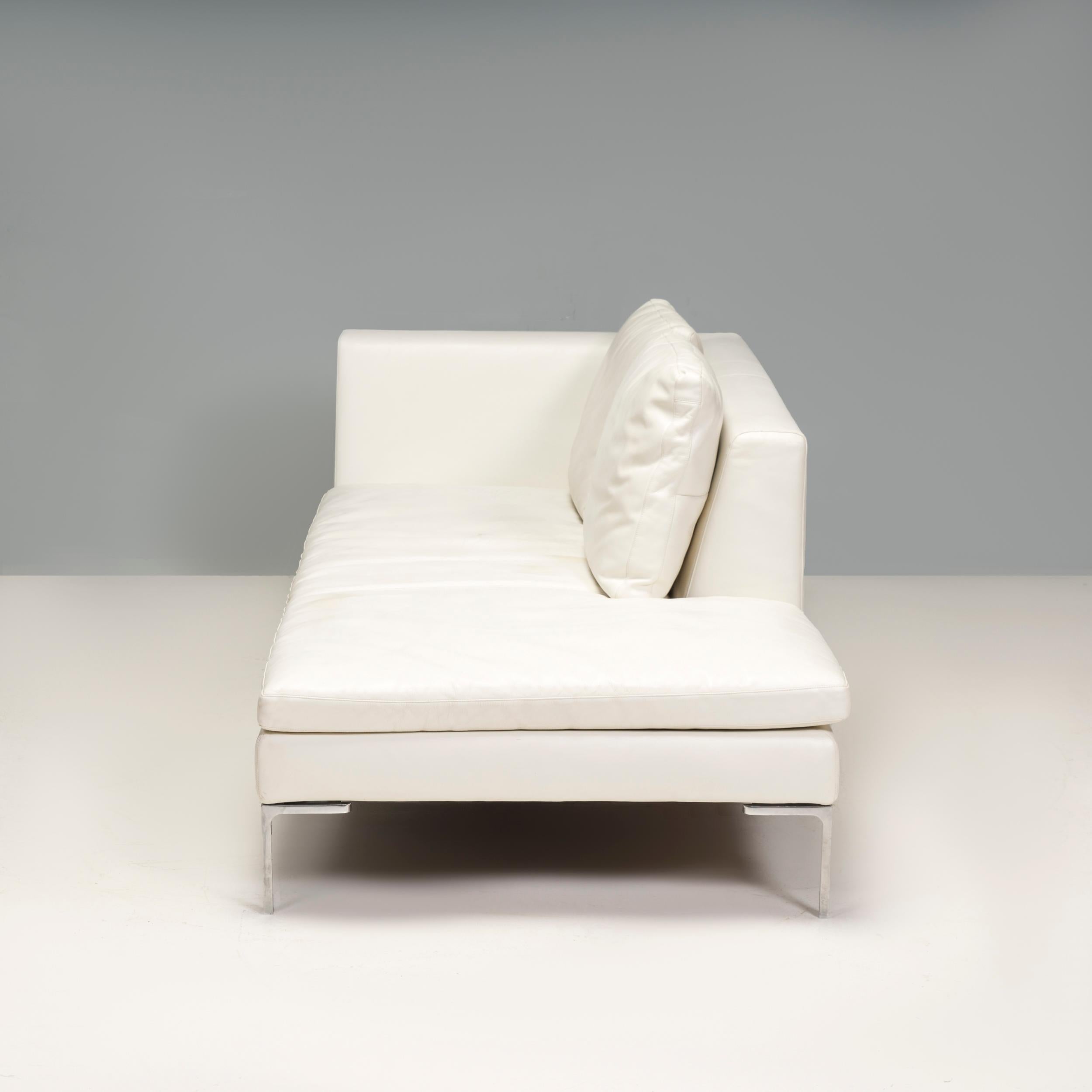 B&B Italia by Antonio Citterio Elfenbeinfarbenes Leder Charles Ecksofa 1