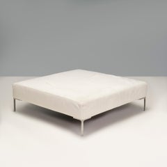 B&B Italia by Antonio Citterio Ivory Cream Leather Charles Square Ottoman