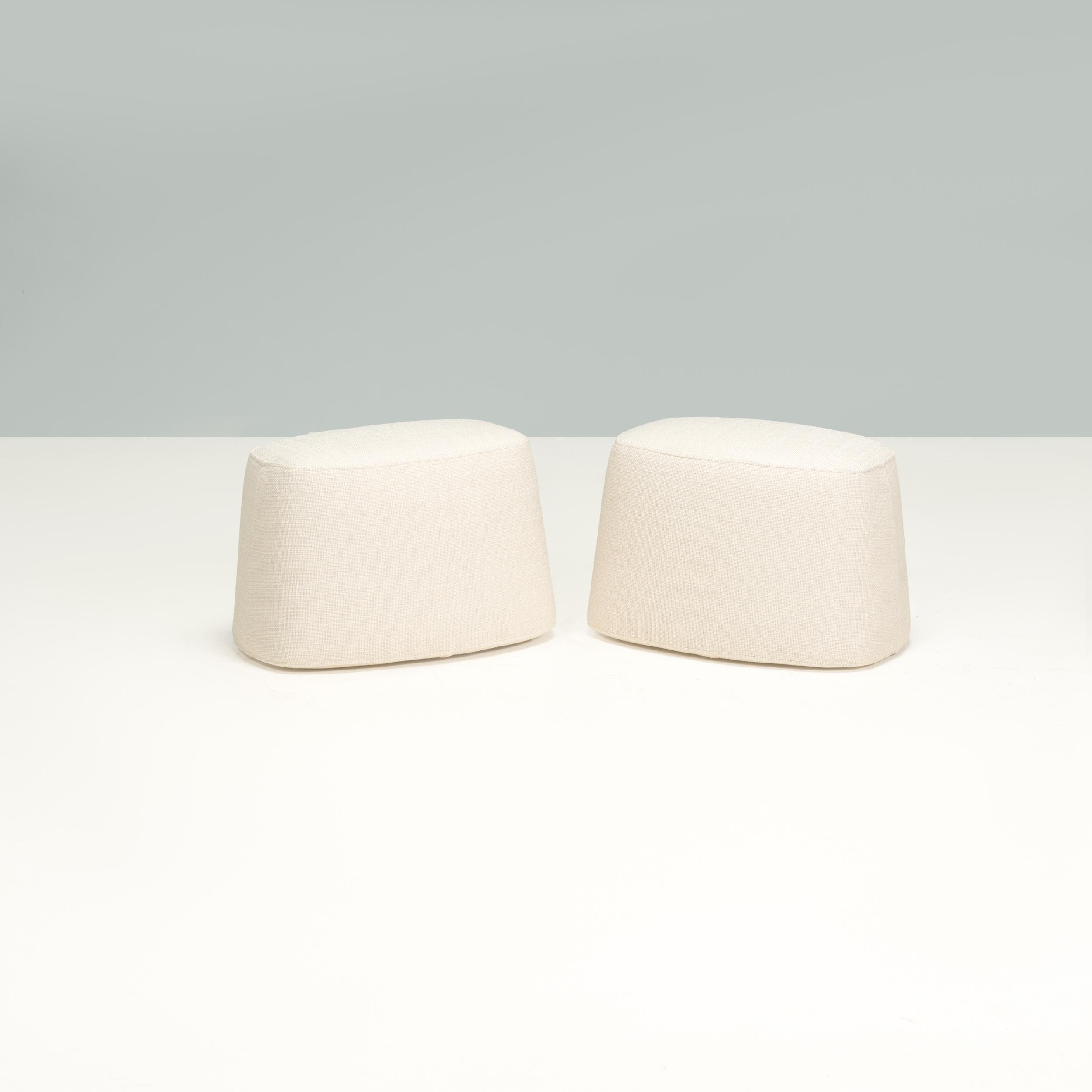 Originally designed by Antonio Citterio for B&B Italia in 2015, the Frank ottoman is a compact and flexible seating solution.

Constructed from flexible polyurethane foam, the ottomans have an oval shape and are both upholstered in ivory coloured