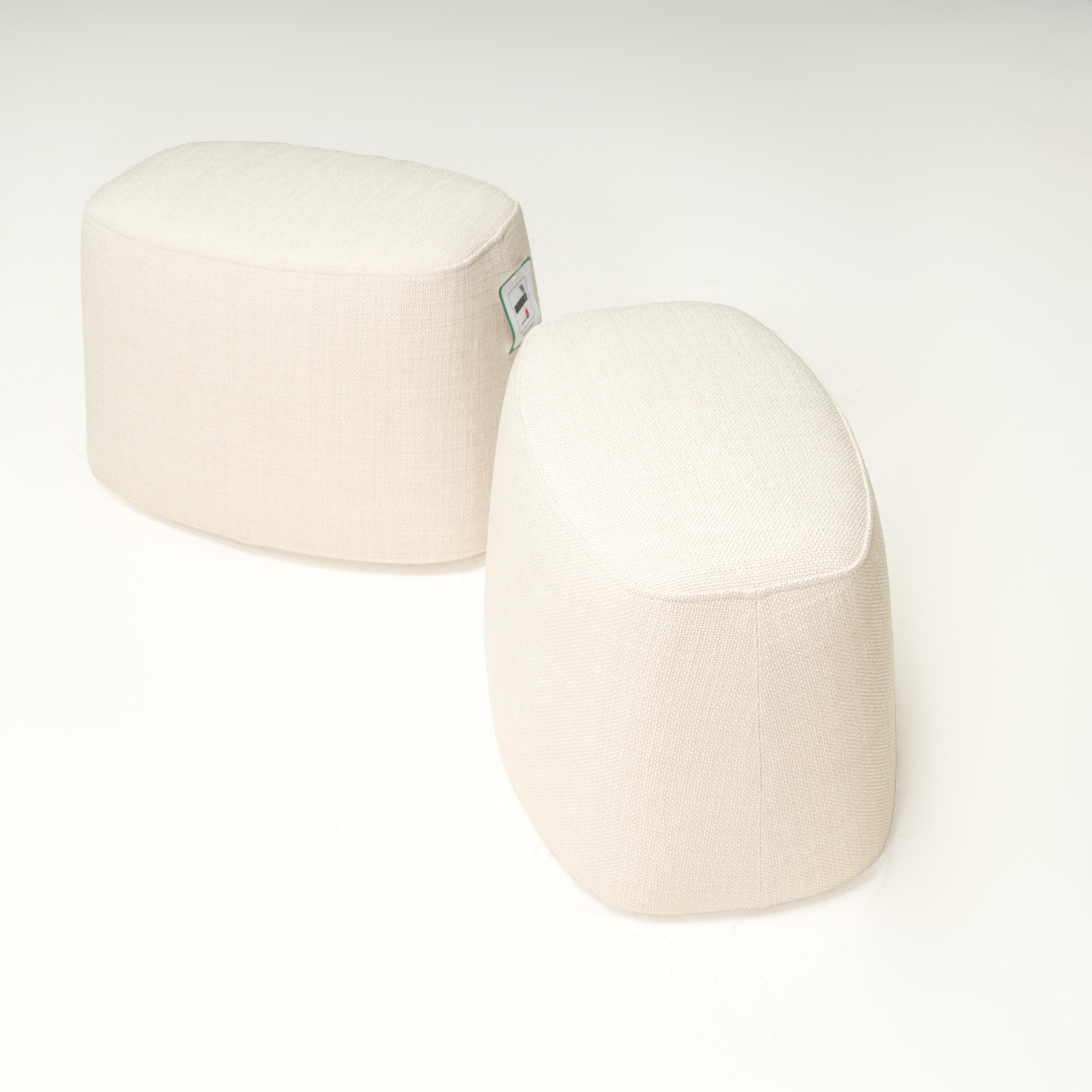 Italian B&B Italia by Antonio Citterio Ivory Fabric Frank Ottomans, Set of 2
