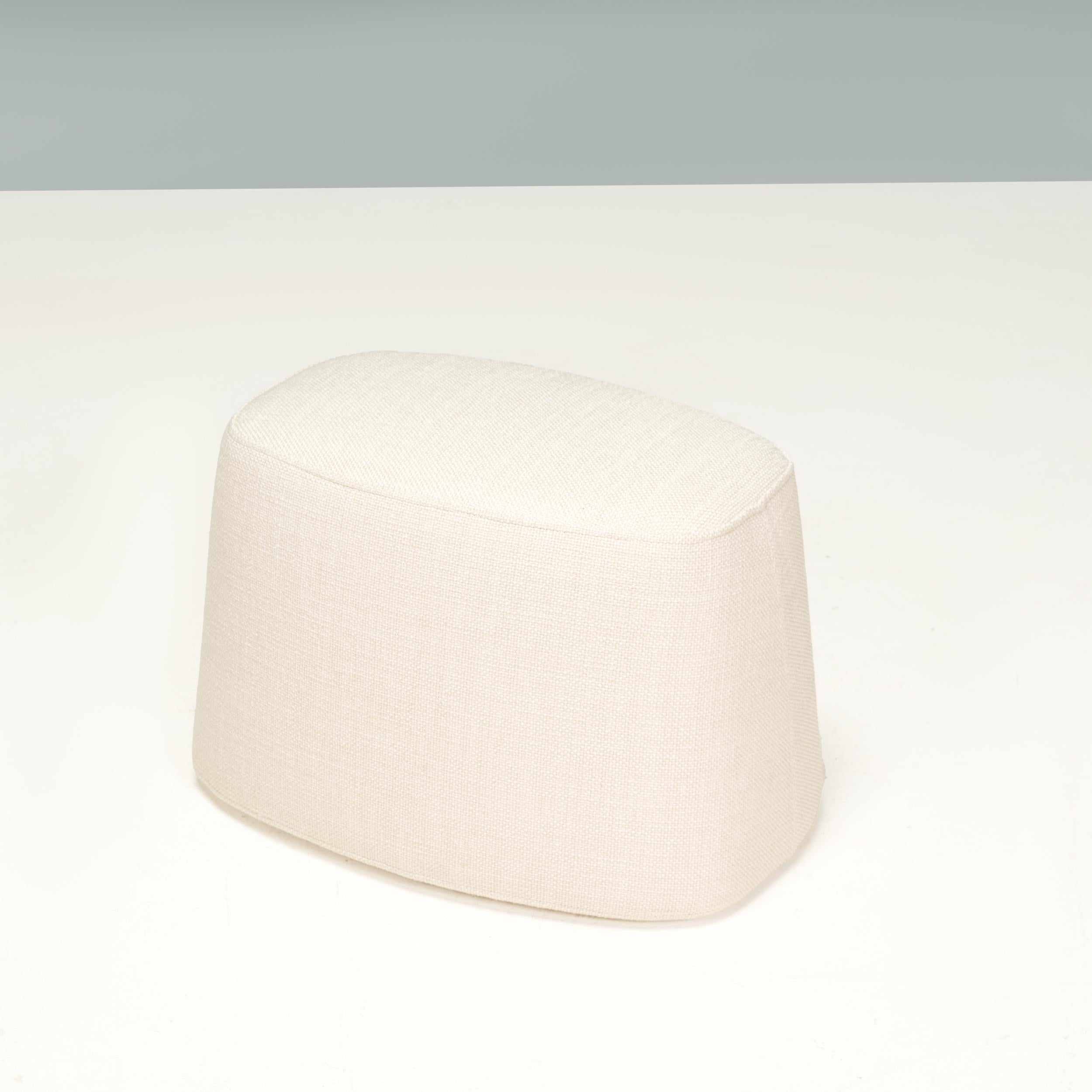 B&B Italia by Antonio Citterio Ivory Fabric Frank Ottomans, Set of 2 1