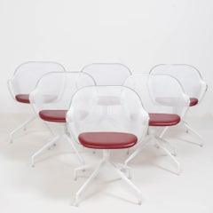 B&B Italia by Antonio Citterio Luta White and Red Leather Swivel Dining Chairs