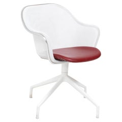 B&B Italia by Antonio Citterio, Luta White and Red Leather Swivel Dining Chairs