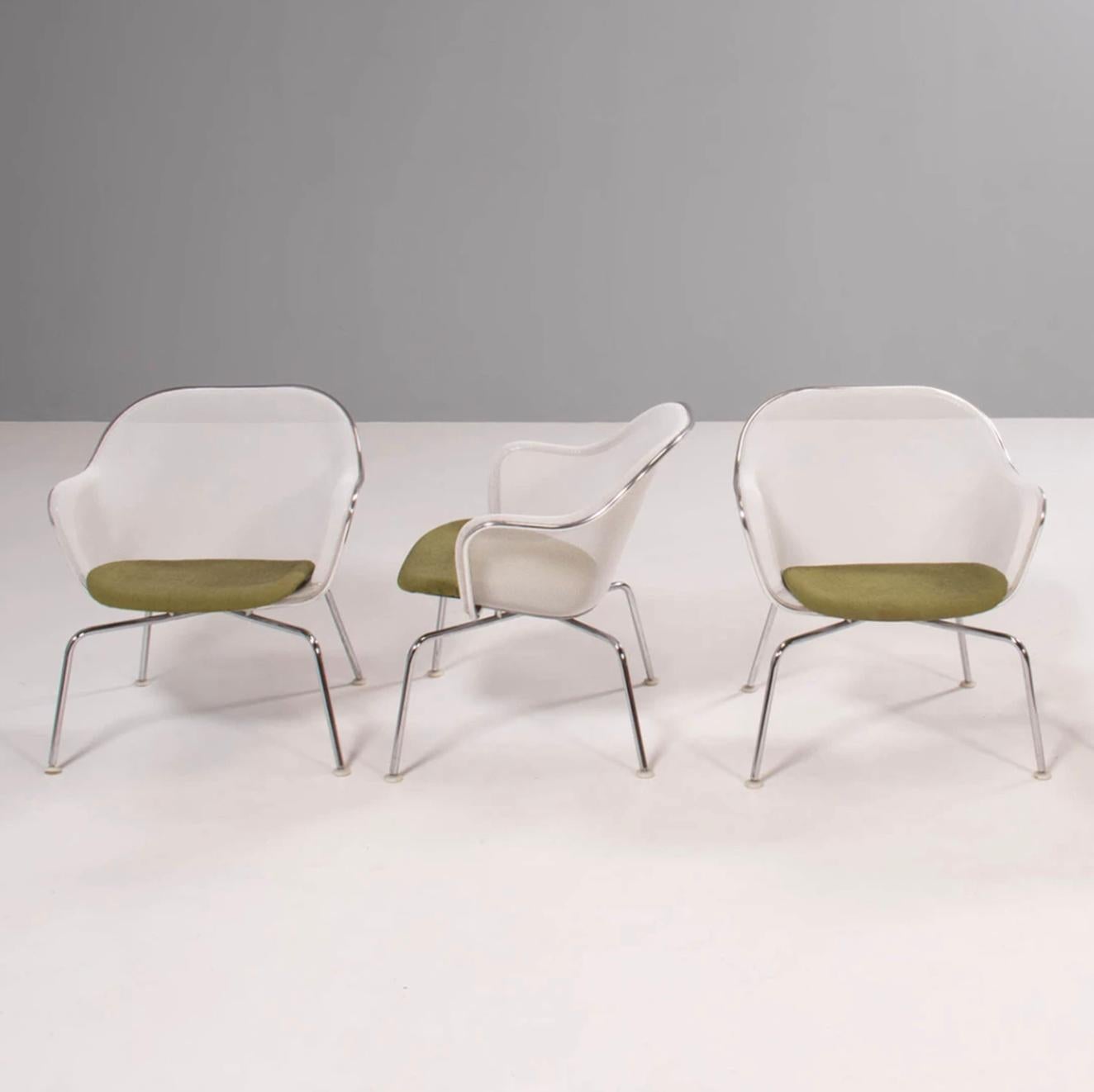 Italian B&B Italia by Antonio Citterio Luta White and Green Accent Chairs, Set of 4 For Sale