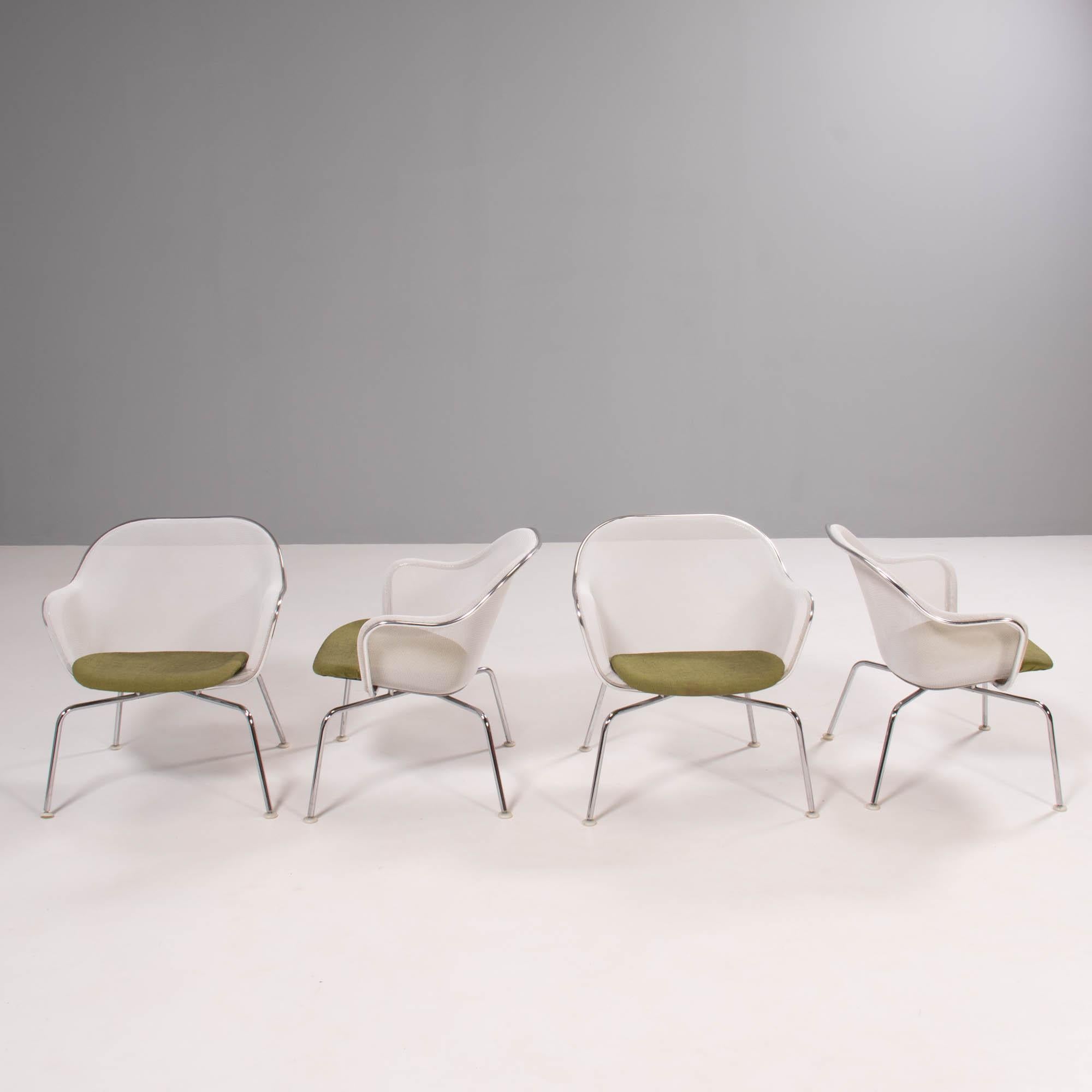Designed by Antonio Citterio for B&B Italia in 2000, the Iuta chair has become an iconic design for the brand.

Constructed from a light steel mesh sprayed in white, the chairs feature a contrasting aluminium perimeter profile which creates