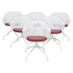 B&B Italia by Antonio Citterio Luta White & Red Leather Swivel Dining Chairs