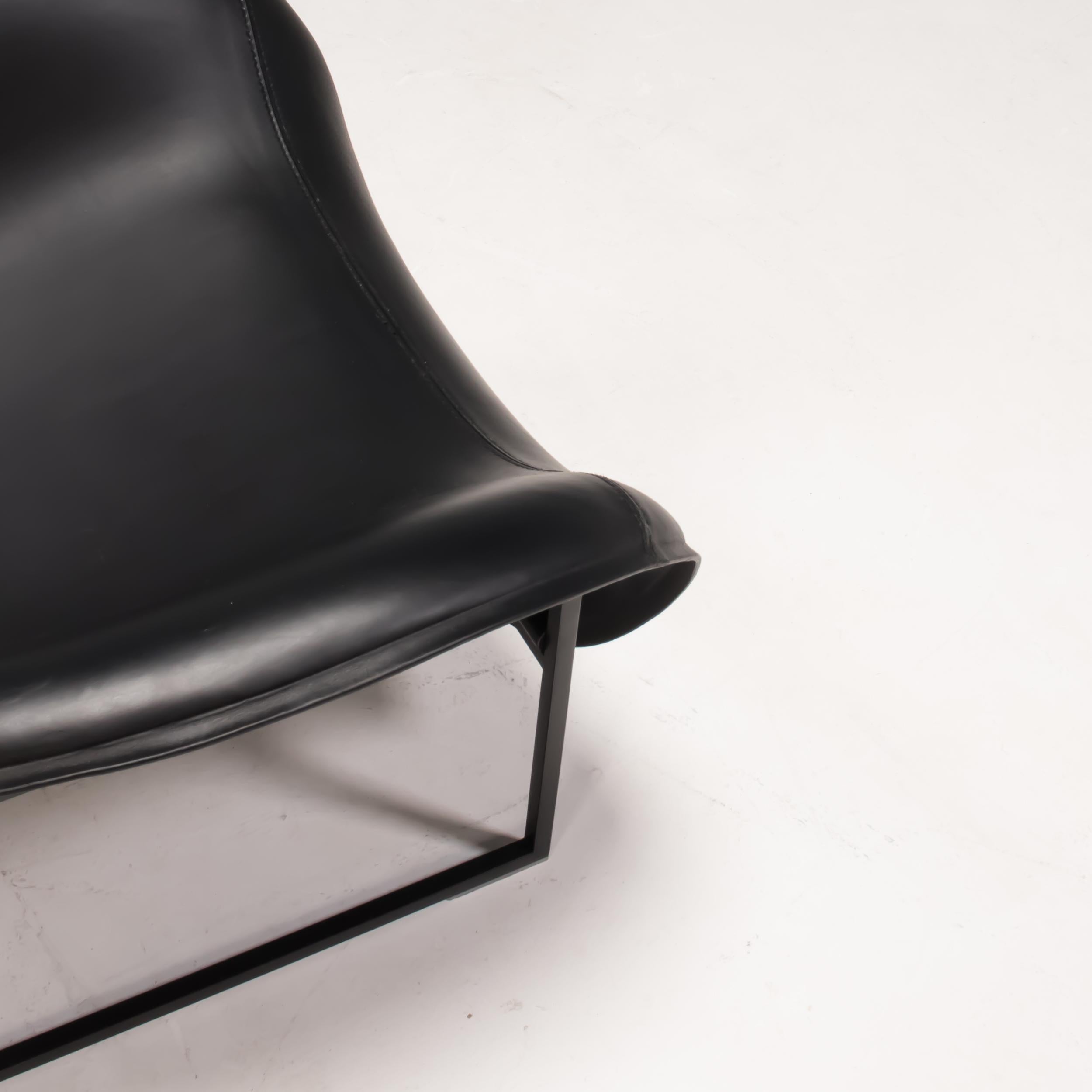 B&B Italia by Antonio Citterio Mart Relax Mprn_1 Black Leather Lounge Chair In Good Condition In Basildon, London