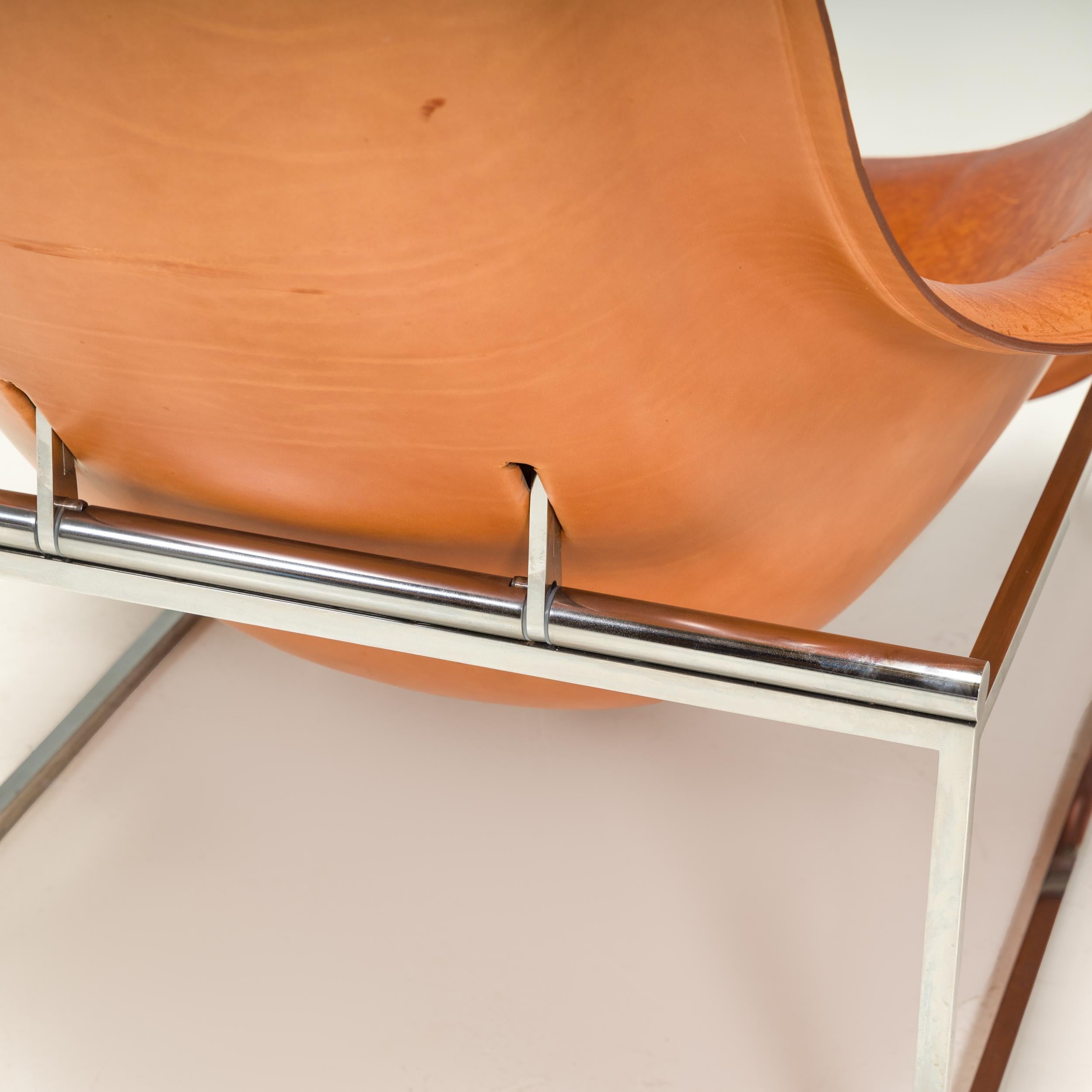 B&B Italia by Antonio Citterio Mart Relax Mprn_1 Brown Leather Lounge Chair In Good Condition In Basildon, London