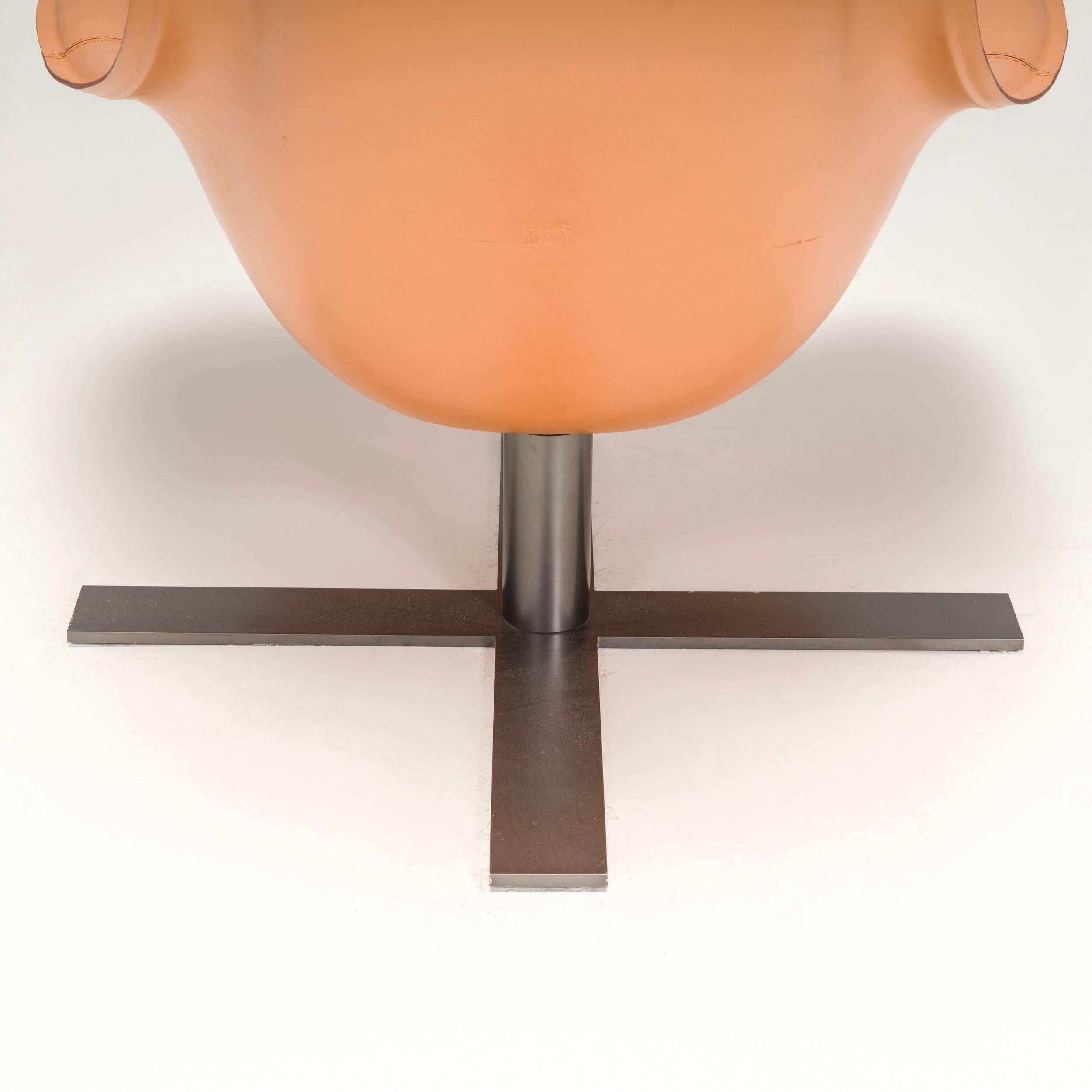 Contemporary B&B Italia by Antonio Citterio Mart Relax Mprn_1 Brown Leather Swivel Armchair