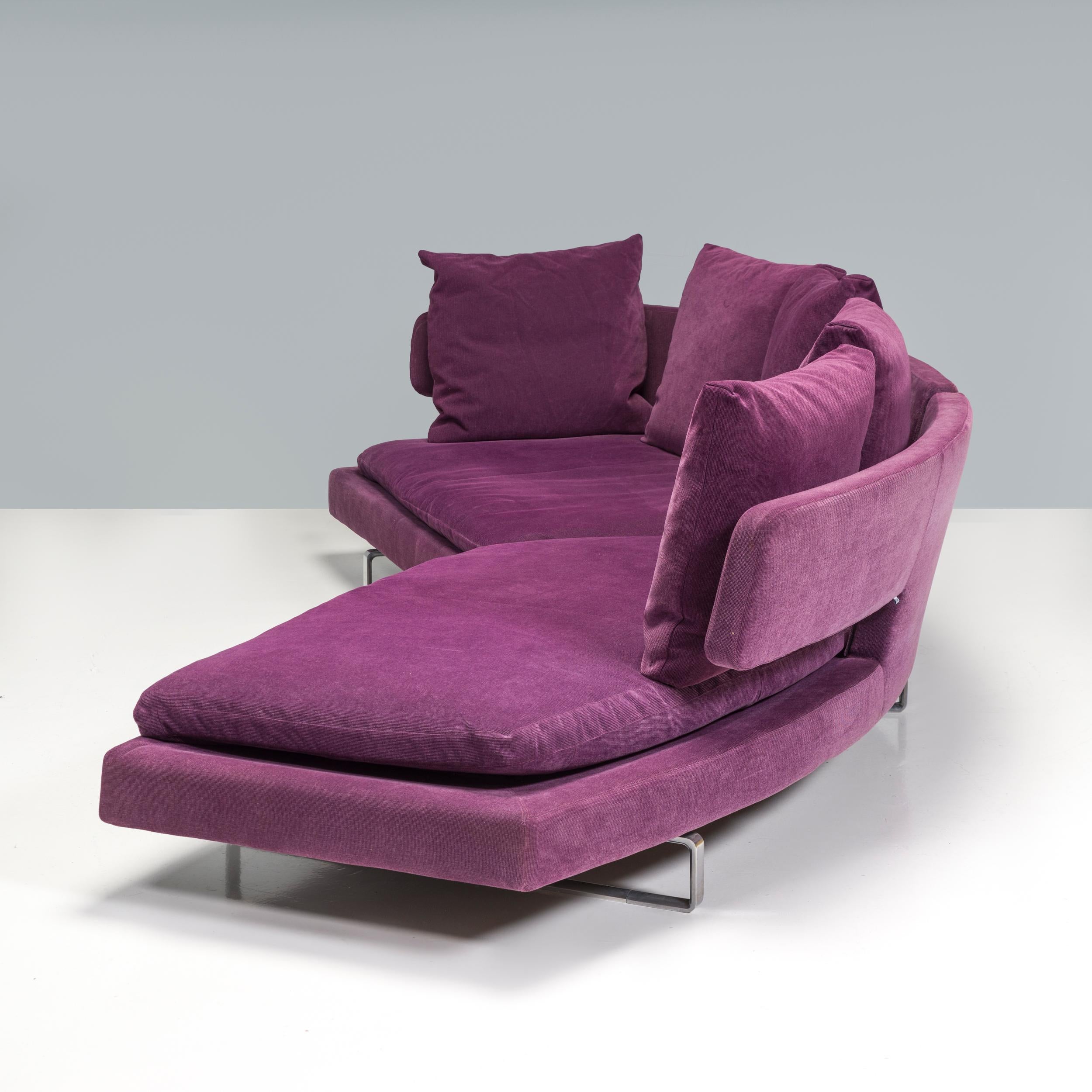 Italian B&B Italia by Antonio Citterio Purple Fabric A320CS Arne Sofa, 2007 For Sale