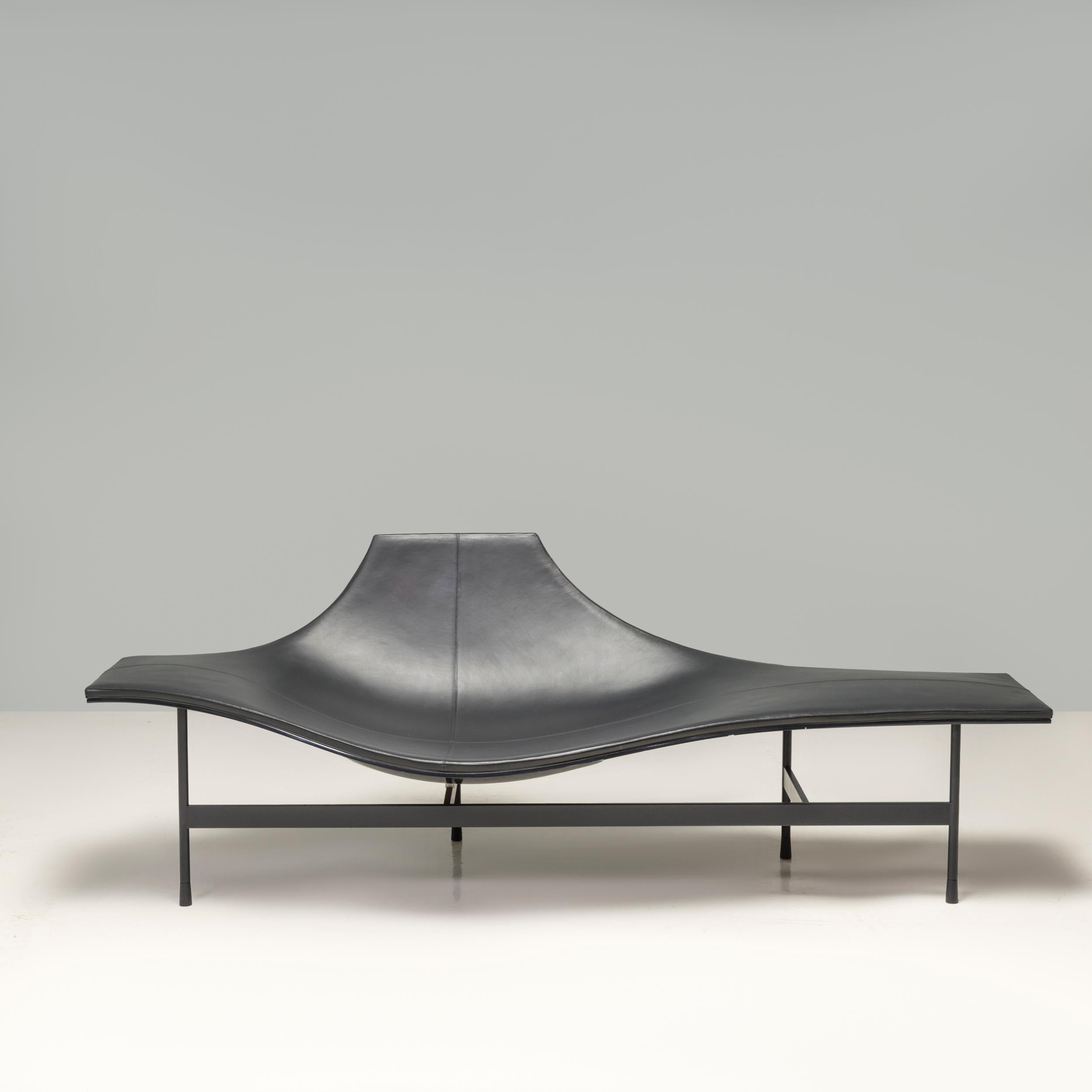 Contemporary B&B Italia by Jean-Marie Massaud Black Leather Terminal 1 Chaise Longue Armchair