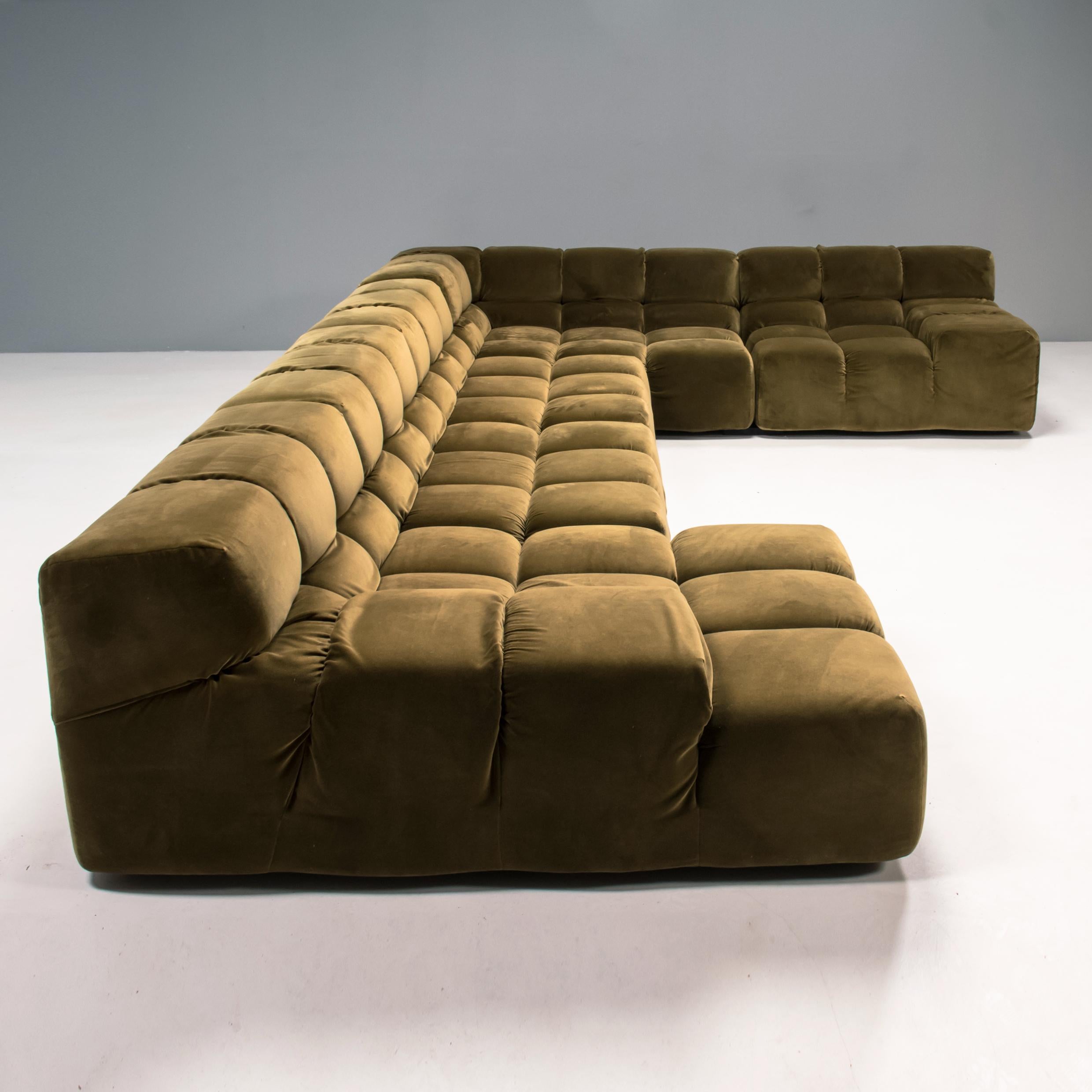 Designed by Patricia Urquiola, the Tufty sofa has become one of B&B Italia’s most iconic designs.

The modular sofa is made up of five separate pieces including a right hand chaise, a left hand corner section, armchair with armrest and two