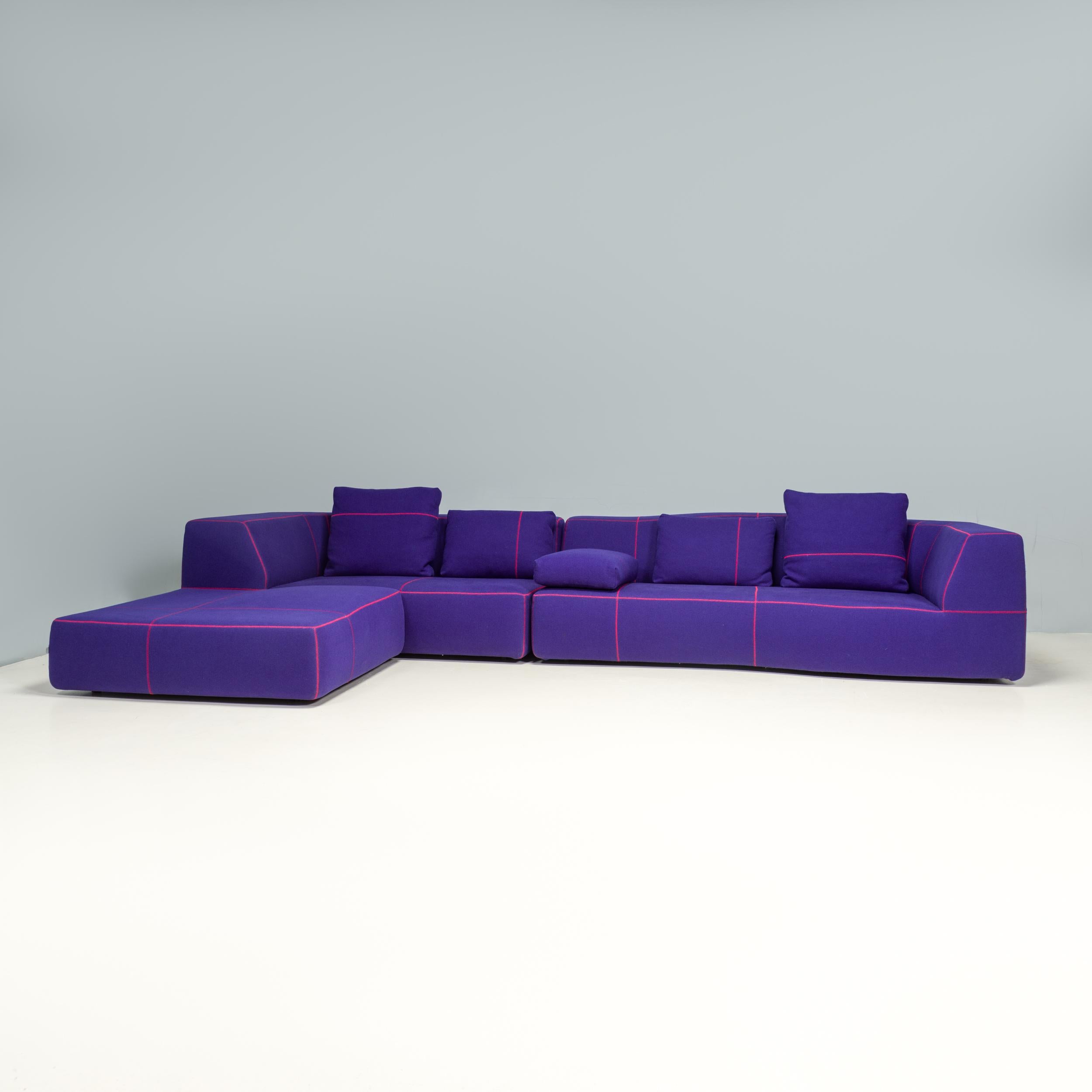 Italian B&B Italia by Patricia Urquiola Purple Bend Three Piece Modular Sofa