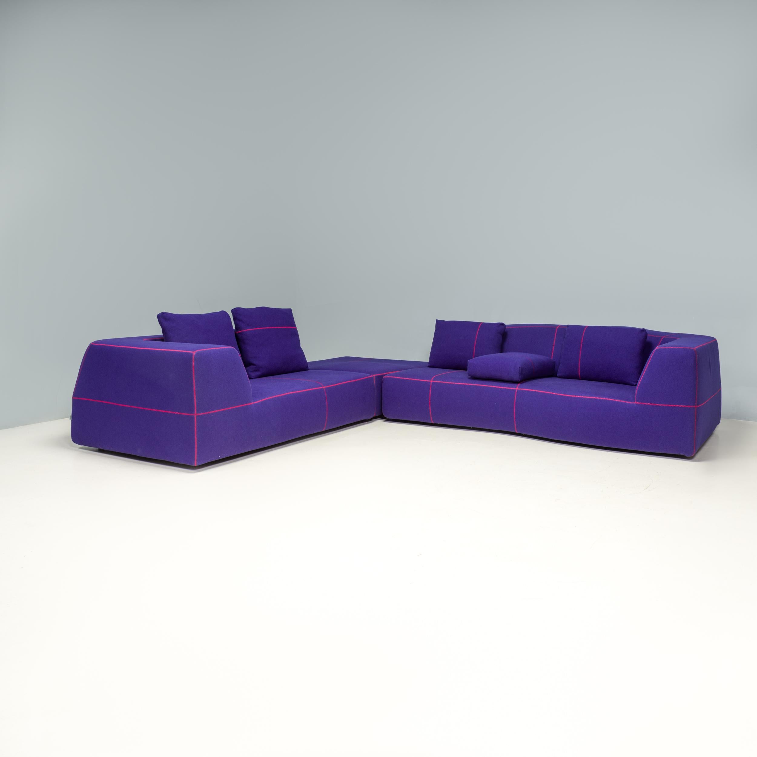 B&B Italia by Patricia Urquiola Purple Bend Three Piece Modular Sofa In Good Condition In London, GB
