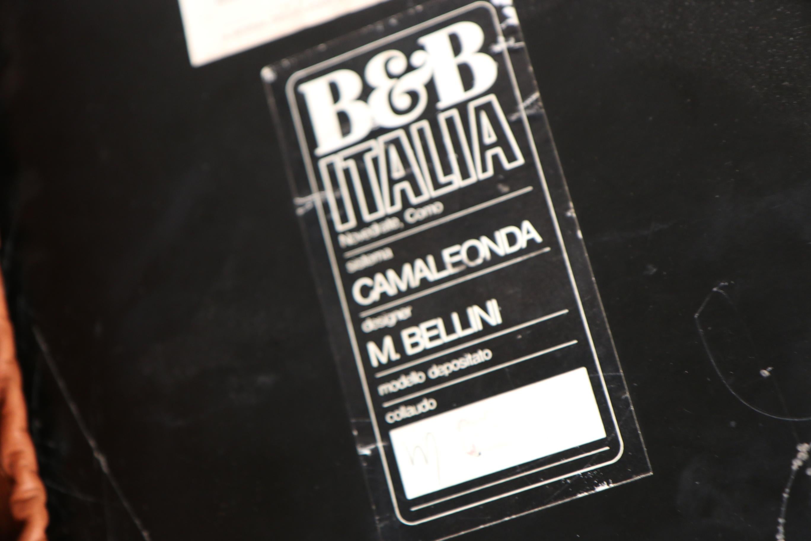 B&B Italia Camaleonda Lounge Chair and Ottoman Mario Bellini Cognac Leather For Sale 2