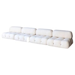 Used 1966 B&B Italia Camaleonda Sofa by Mario Bellini. Four Piece Cream Canvas Sofa