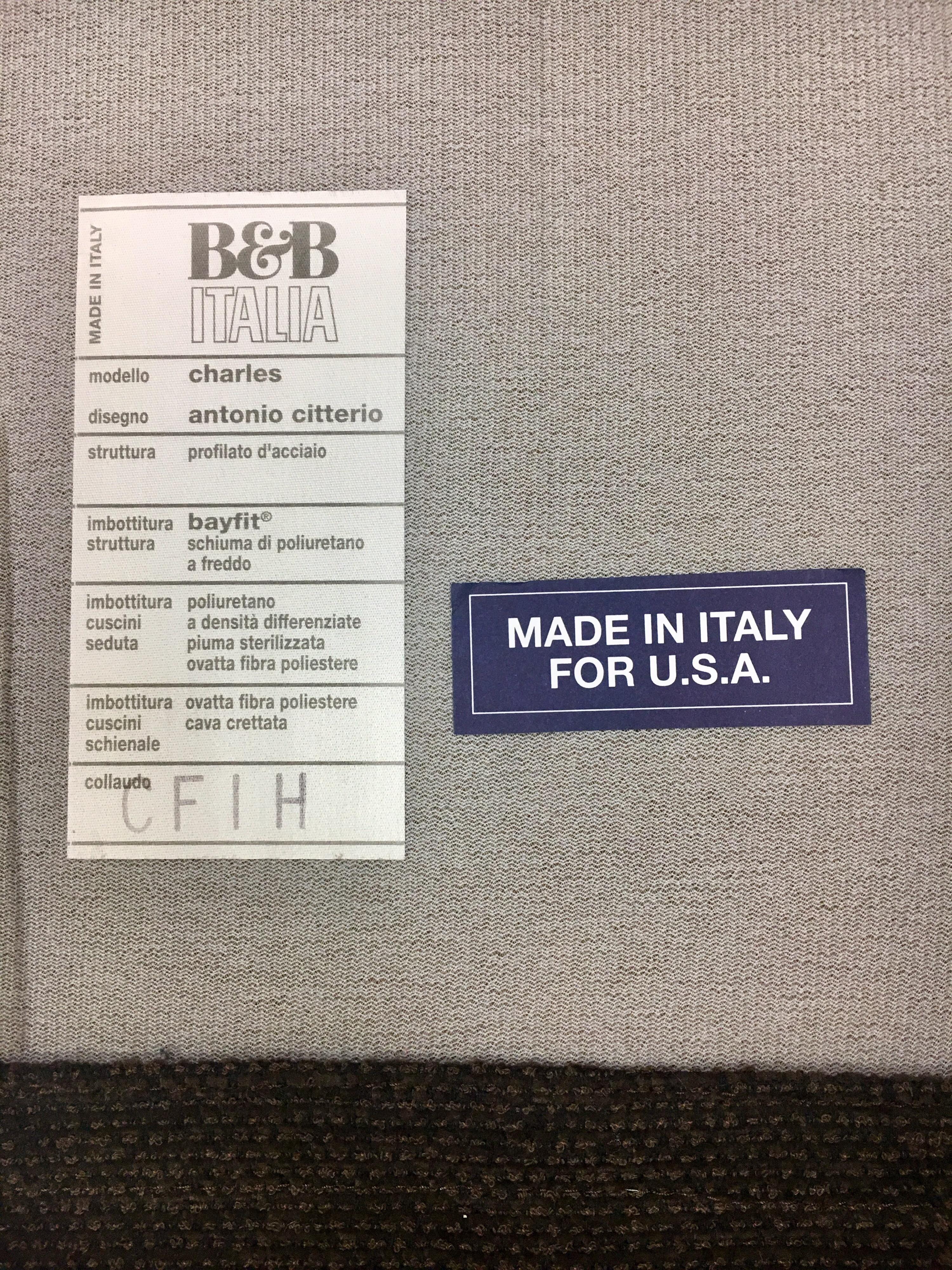 B&B Italia Charles Brown Sofa Designed by Antonio Citterio Made in Italy 4