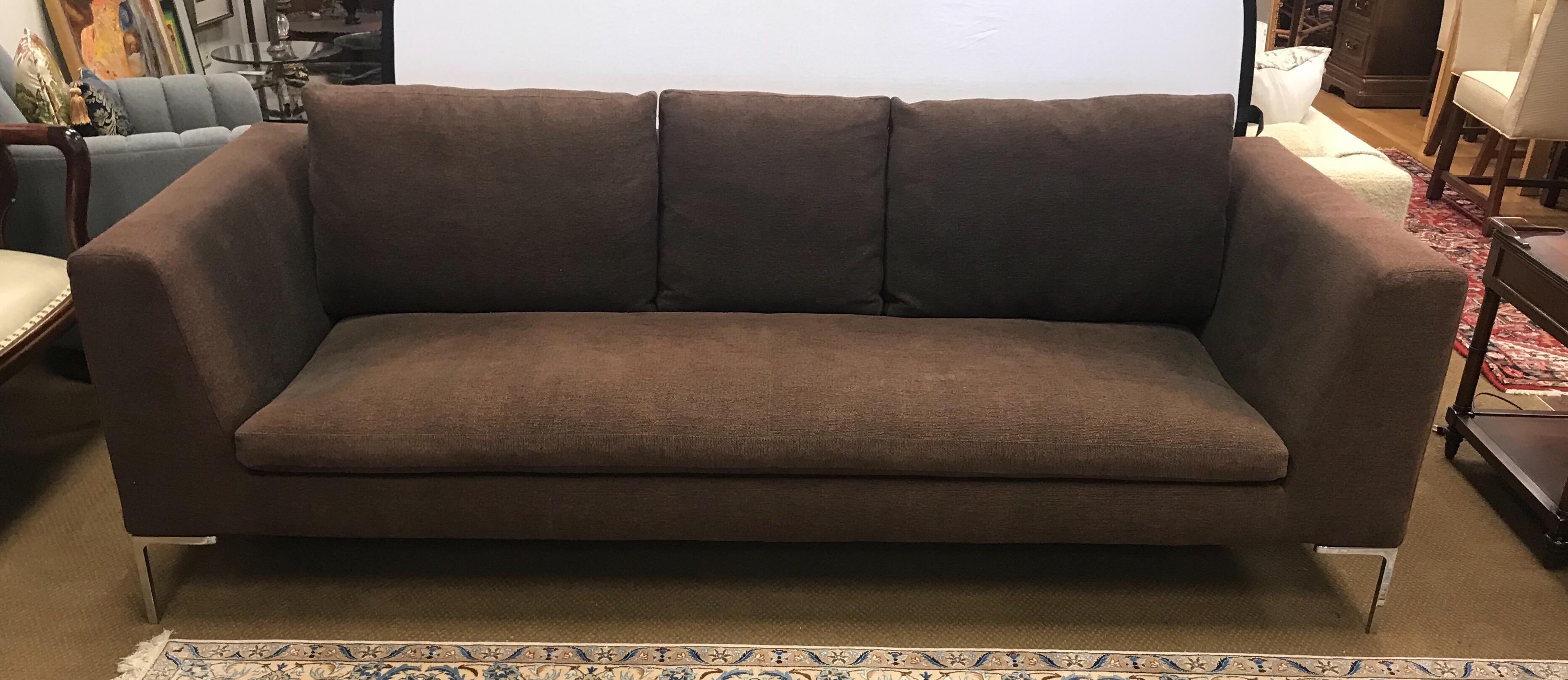 B&B Italia Charles Brown Sofa Designed by Antonio Citterio Made in Italy In Good Condition In West Hartford, CT