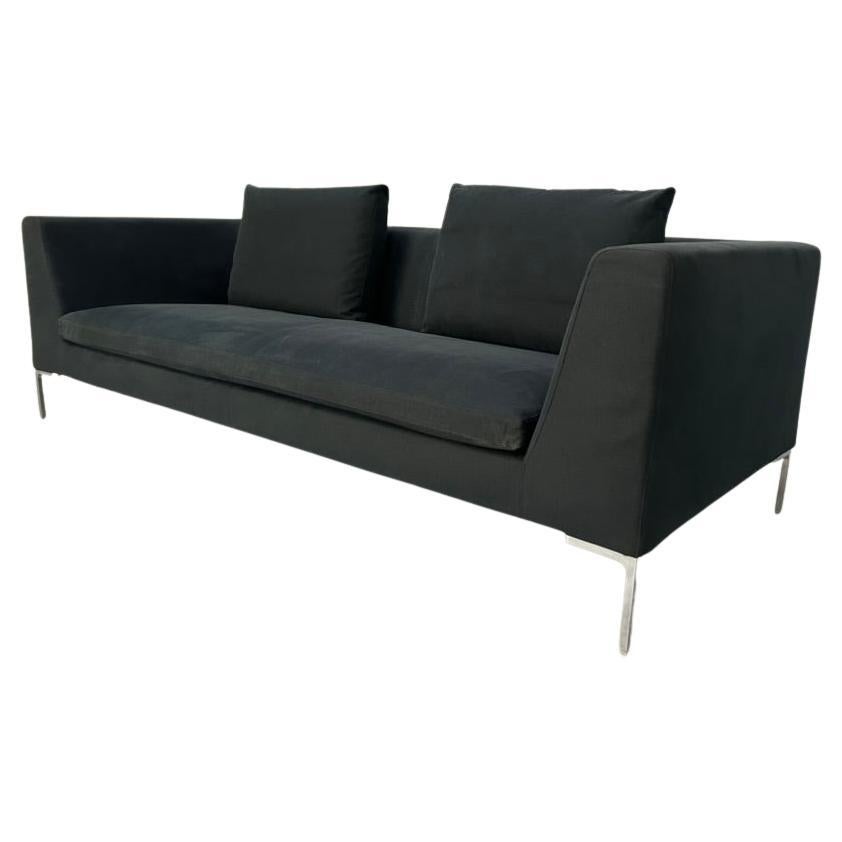 B&B Italia "Charles CH230" 3-Sitz-Sofa - In Schwarz Leinen