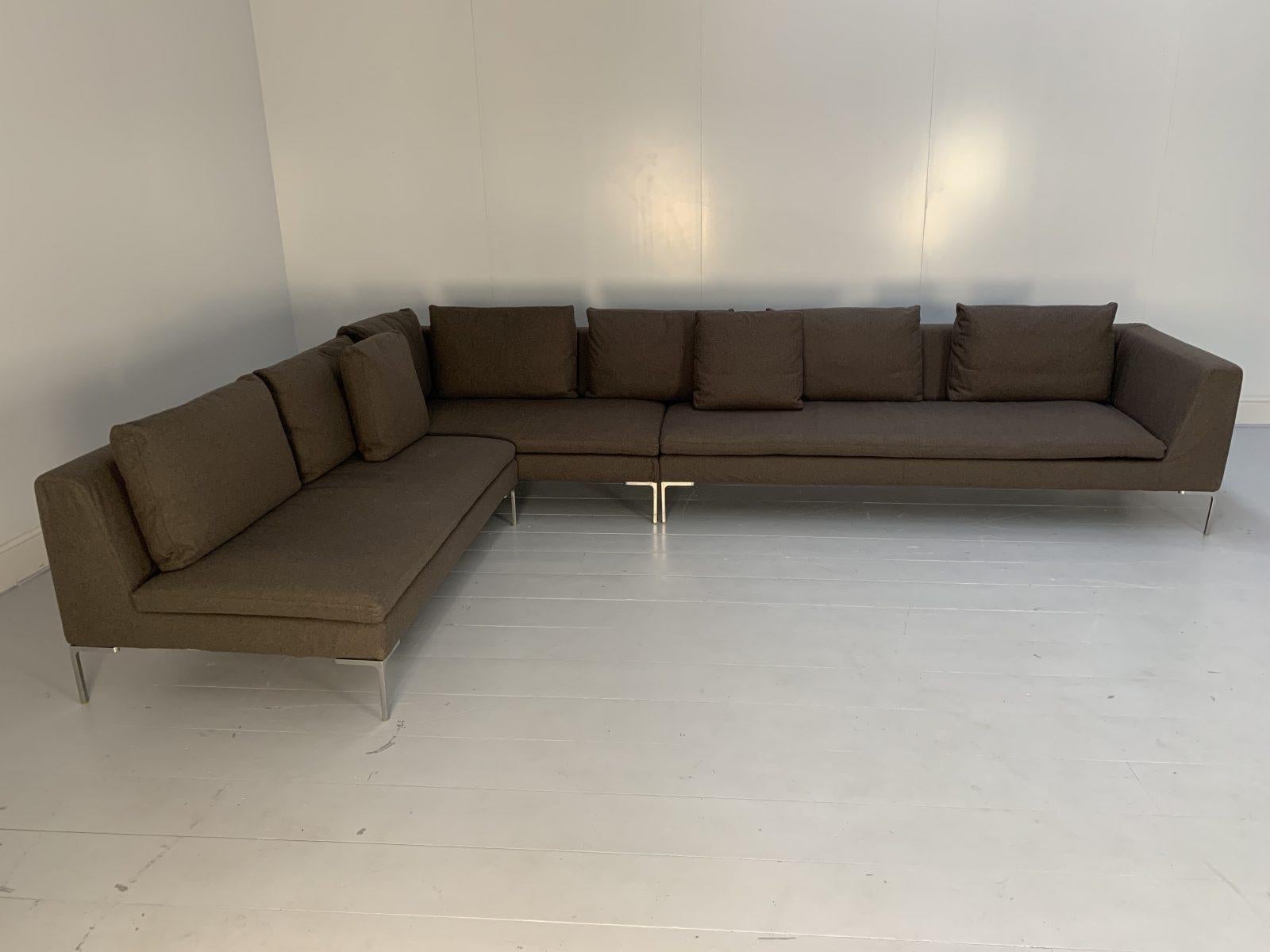 This is a huge, iconic “Charles” Sectional L-Shape Sofa (consisting of a CH156S, a CH228D and a CH156C section) from the “Maxalto” range of seating from the world renown Italian furniture house of B&B Italia.

In a world of temporary pleasures,
