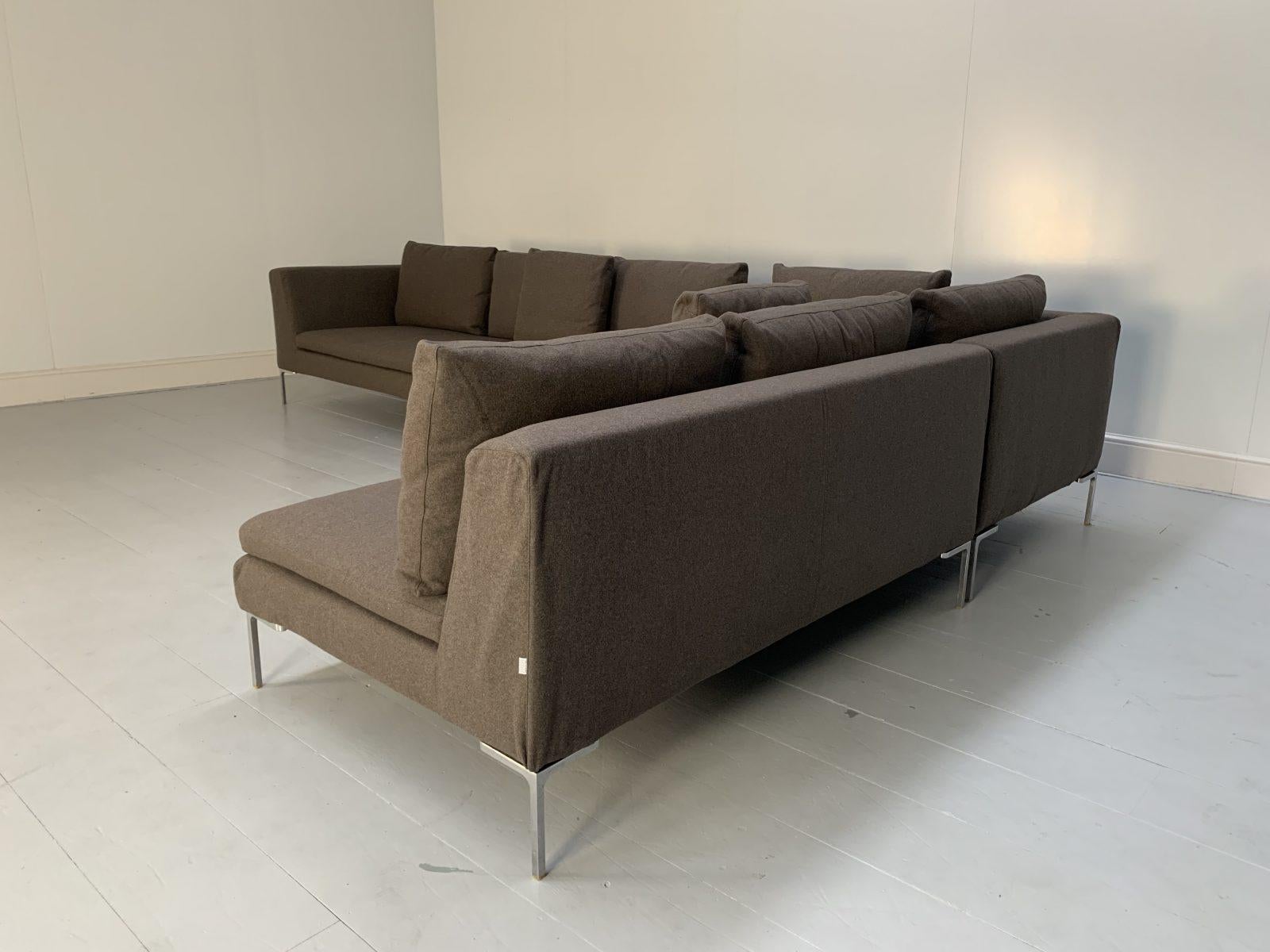 B&B Italia “Charles” L-Shape Sectional Sofa in Beige “Serra” Cashmere For Sale 1