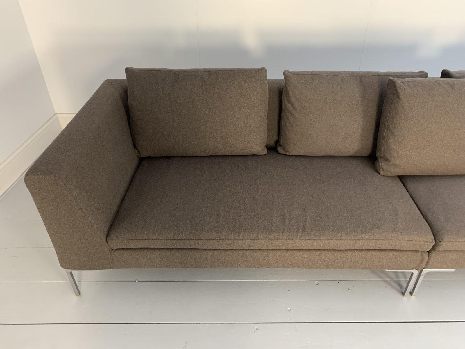 B&B Italia “Charles” L-Shape Sectional Sofa in Beige “Serra” Cashmere For Sale 3