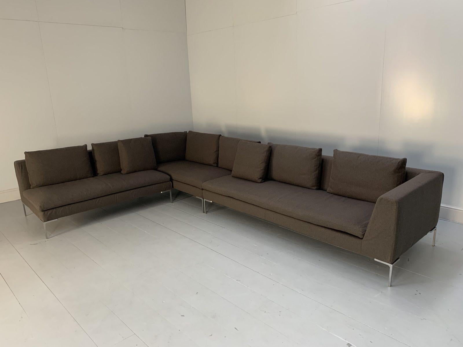 Charles L-förmiges Sofa aus beigefarbenem Serra-Kaschmir von B&B Italia (Wolle) im Angebot