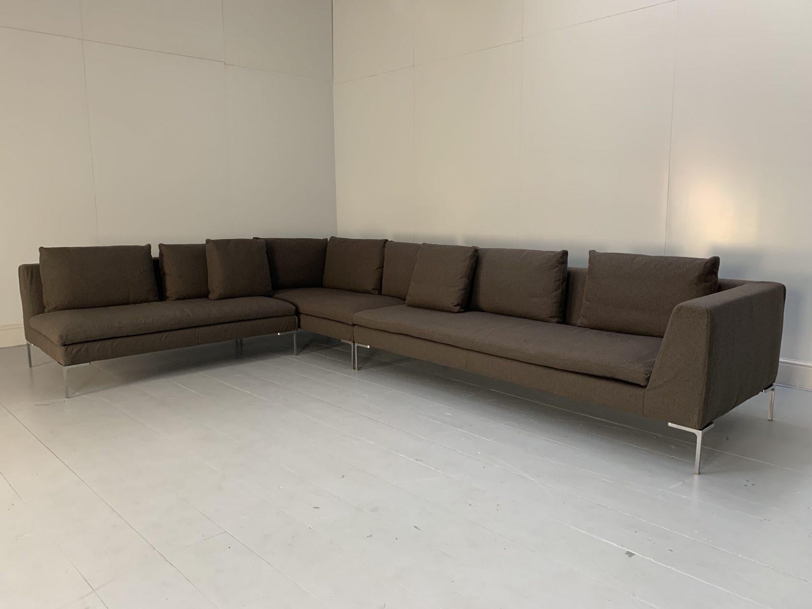 Charles L-förmiges Sofa aus beigefarbenem Serra-Kaschmir von B&B Italia im Angebot 1