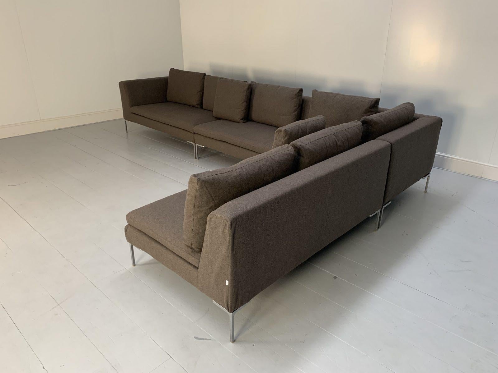 B&B Italia “Charles” L-Shape Sectional Sofa in Beige “Serra” Cashmere For Sale 2