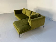 B&B Italia "Charles" L-Shape Sectional Sofa - In Mid-Green Velvet