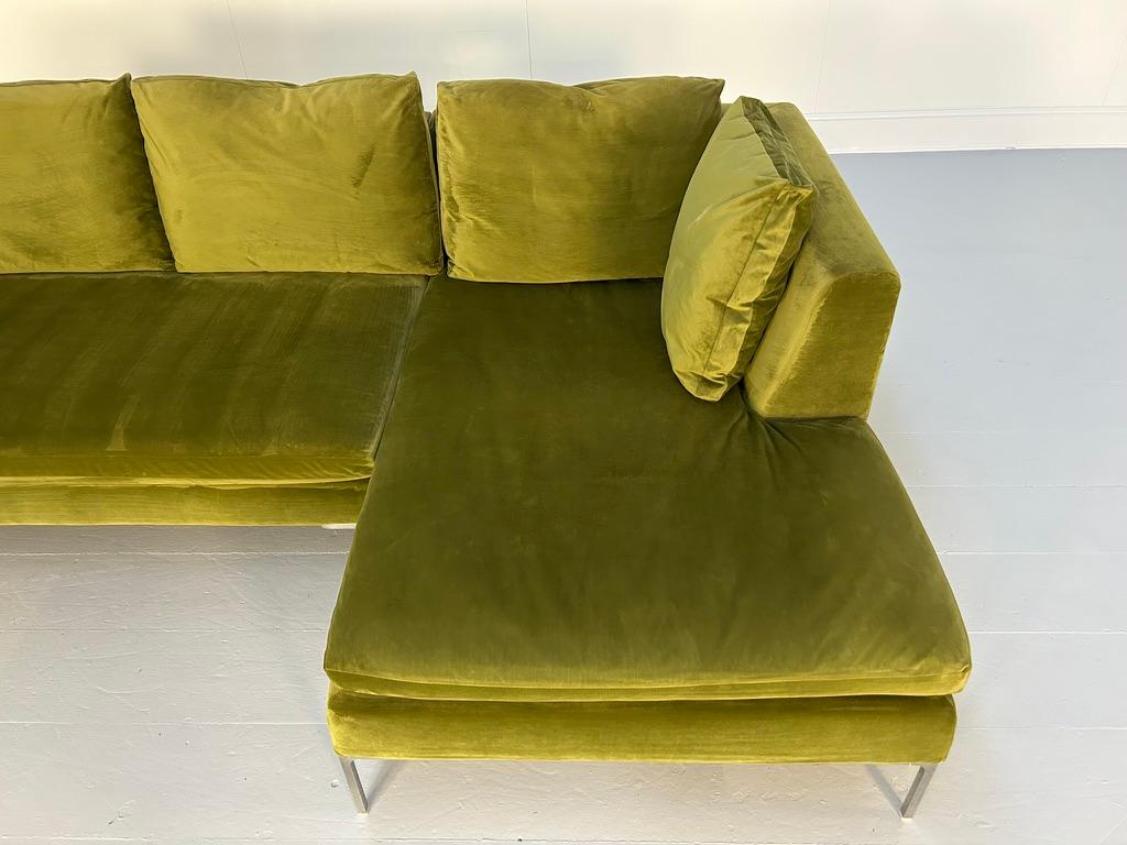 Velours Canapé sectionnel Charles en forme de L de B&B Italia, en velours vert milieu