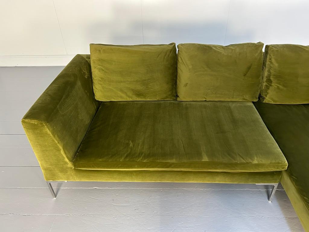 Canapé sectionnel Charles en forme de L de B&B Italia, en velours vert milieu 2