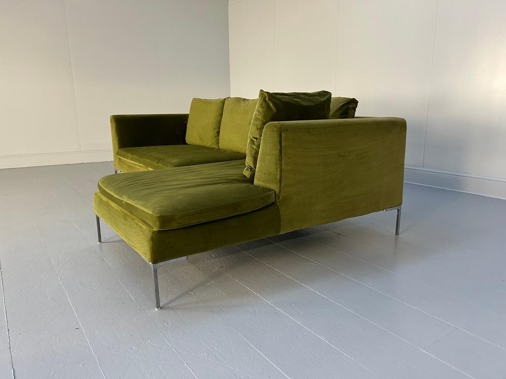 Canapé sectionnel Charles en forme de L de B&B Italia, en velours vert milieu 4