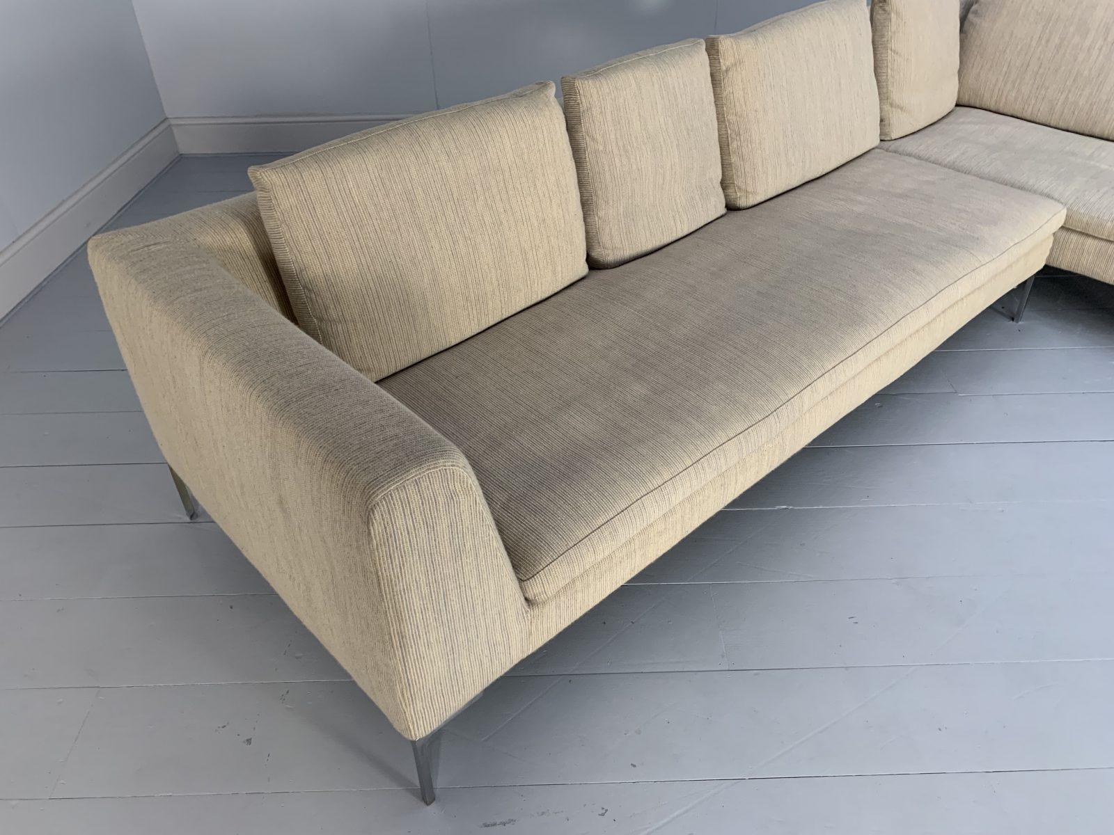 B&B Italia “Charles” L-Shape Sectional Sofa in Stripe Wool For Sale 2
