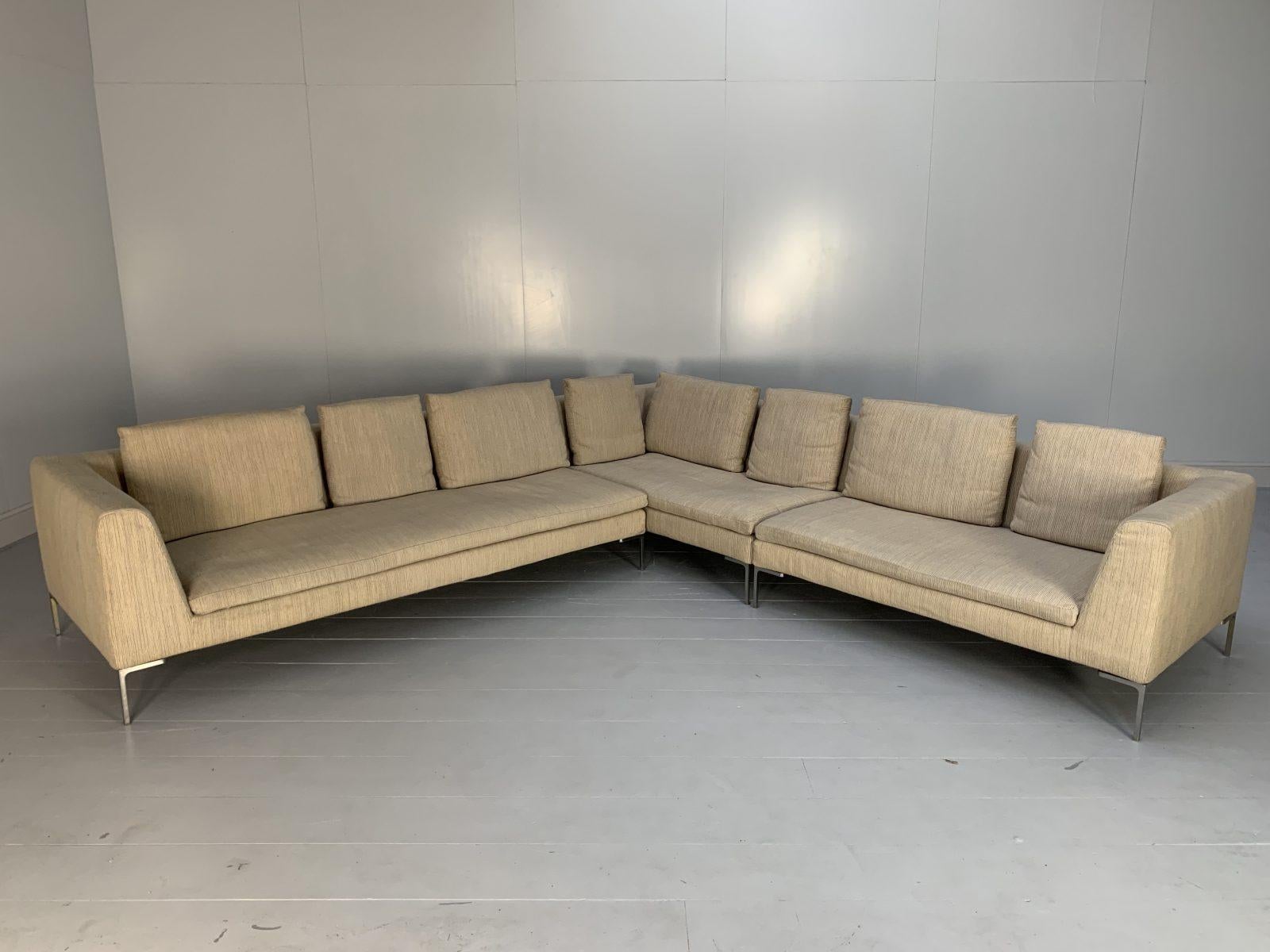 This is a huge, iconic “Charles” 3-Section L-Shape Sofa (consisting of a CH228S, a CH156S and a CH156D section) from the “Maxalto” range of seating from the world renown Italian furniture house of B&B Italia.

In a world of temporary pleasures,