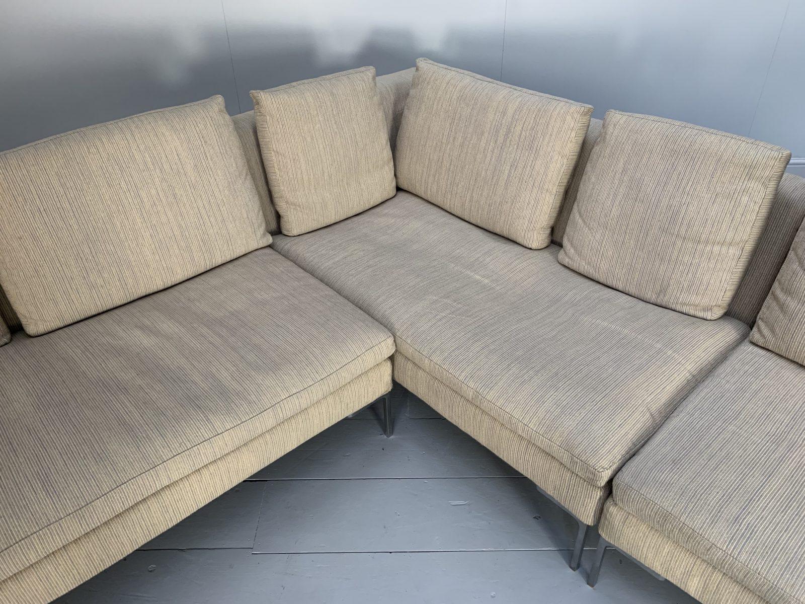 B&B Italia “Charles” L-Shape Sectional Sofa in Stripe Wool For Sale 3