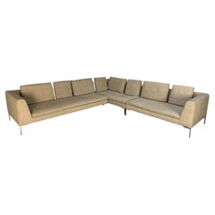 Used B&B Italia “Charles” L-Shape Sectional Sofa in Stripe Wool