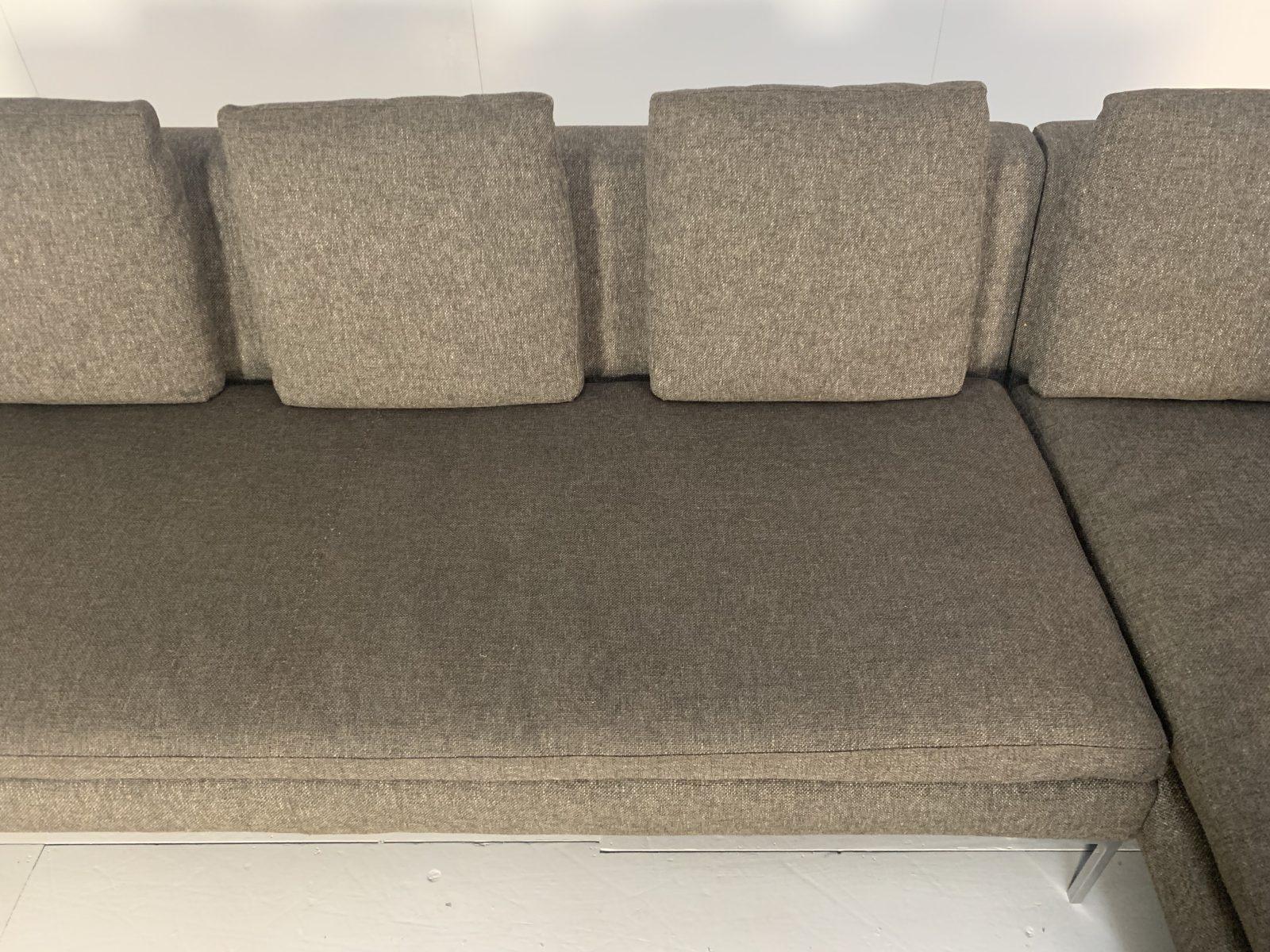 B&B Italia “Charles” L-Shape Sofa, in Dark Grey & Brown Fabric For Sale 1