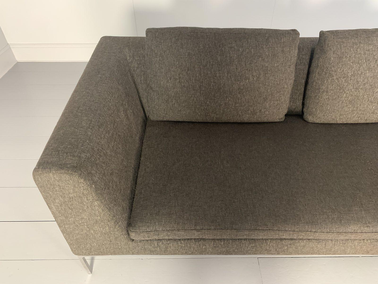 B&B Italia “Charles” L-Shape Sofa, in Dark Grey & Brown Fabric For Sale 2