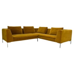 B&B Italia "Charles" L-förmiges Sofa - Senfgelber Samt